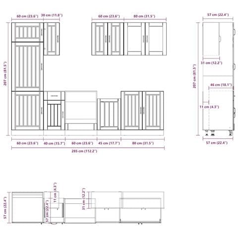 Set Mobili da Cucina 8 pz Kalmar Rovere Artigianale Truciolato - Foto 9
