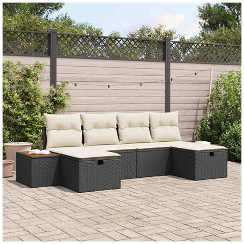Set Divano da Giardino 6 pcs Nero 55 x 62 x 69 cm Poly Rattan - Foto 2