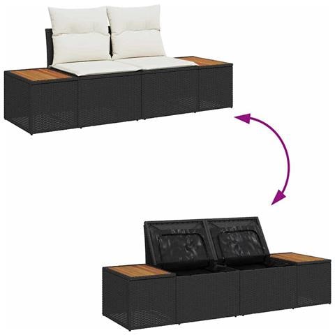 Set Divano da Giardino 6 pcs Nero 55 x 62 x 69 cm Poly Rattan - Foto 9