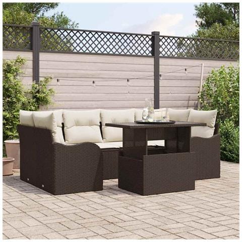 Set Divano da Giardino 7 pcs Marrone 100 x 55 x 73 cm - Foto 2