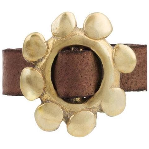 Anello ""cadmi"" Con Fibbia In Zama Placcata Oro E Pelle Marrone. - Foto 4