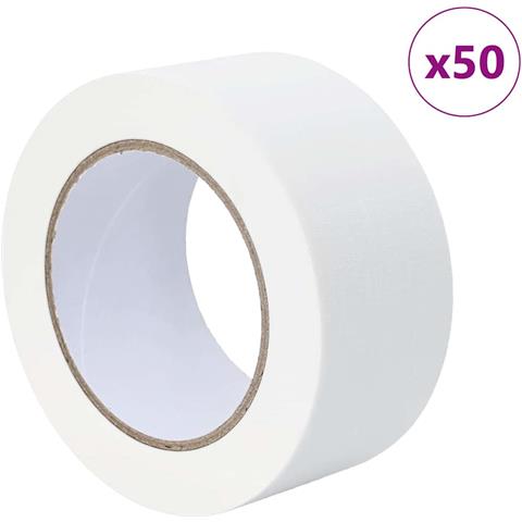 Nastri Adesivi per Pittori 50 pcs Bianco 50mm x 50m Carta - Foto 1