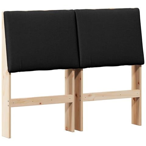 Testiera imbottita Nero 120 cm Pino massello - Foto 1