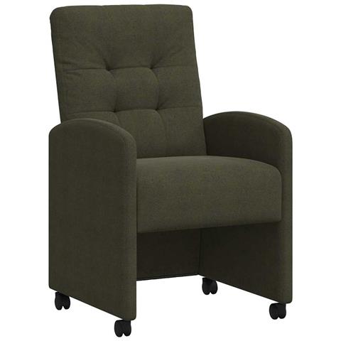 Sedie da Pranzo con Ruote 2 pcs Verde militare 57 x 67 x 98 cm - Foto 1
