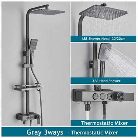 Colonna doccia, Blackswan, Tipo M228, modello grigio antracite, con 3 vie, termostato, doccetta tipo SPA e bocca mobile nascosta, misura 116 cm - Foto 2