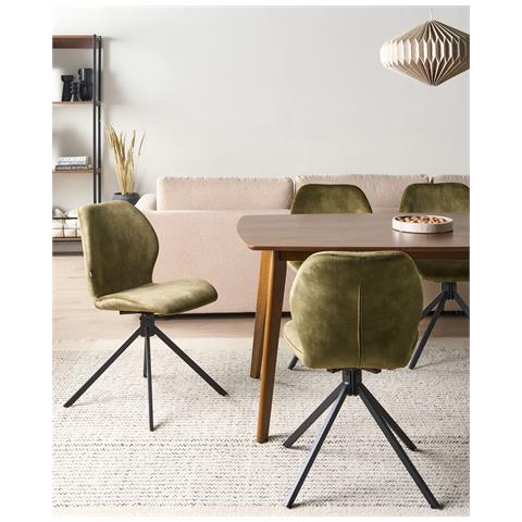Set Di 4 Sedie Da Pranzo Morrison Velluto Verde - Foto 1