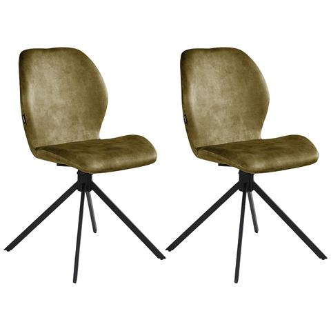 Set Di 4 Sedie Da Pranzo Morrison Velluto Verde - Foto 2
