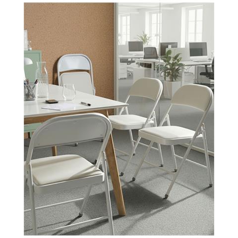 Set Di 4 Sedie Pieghevoli Shasta Metallo Bianco - Foto 1