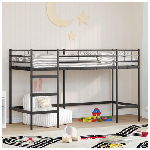 Struttura del letto loft per bambini Nero 99,5 x 190 cm Acciaio - Foto 2