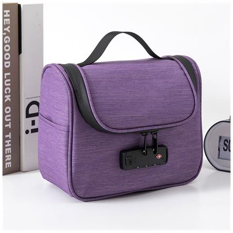Borsa Organizer Portaoggetti Lucchettabile - Custodia Con Password In Tessuto Oxford Purple - Foto 2