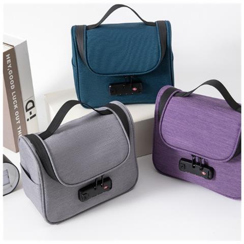 Borsa Organizer Portaoggetti Lucchettabile - Custodia Con Password In Tessuto Oxford Purple - Foto 4