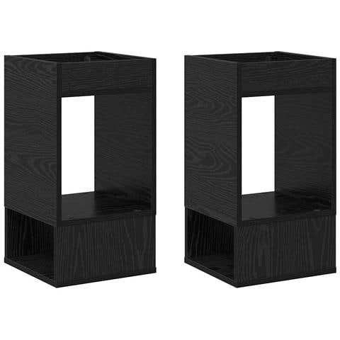 Tavolino 2 pcs Rovere Nero 30 x 30 x 56 cm Legno multistrato - Foto 1
