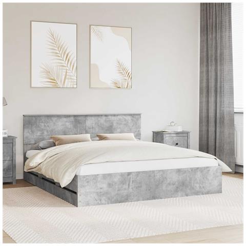 Struttura del letto con cassetto Grigio cemento 200 x 200 cm - Foto 2