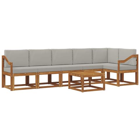 Set di divani da esterno 7 pcs Grigio Naturale e Chiaro - Foto 1