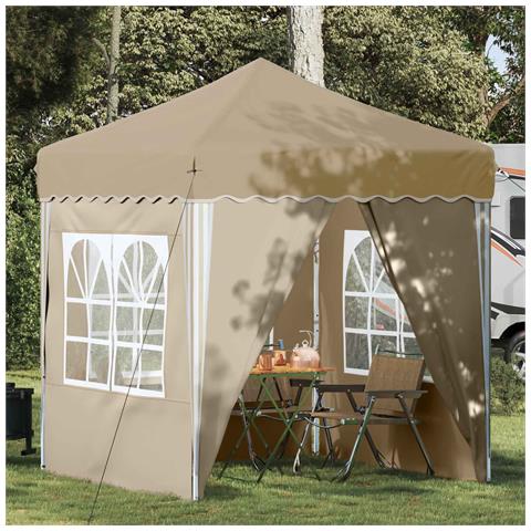 Tenda per feste a pop-up 195 x 195 x 245 cm Crema - Foto 2