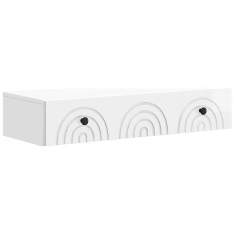 Tavolino da Parete Laterale Bianco Lucido 87,5 x 34,5 x 17 cm - Foto 1