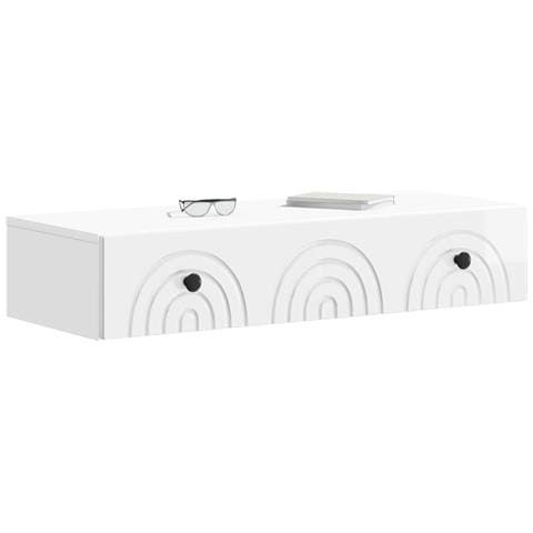 Tavolino da Parete Laterale Bianco Lucido 87,5 x 34,5 x 17 cm - Foto 2