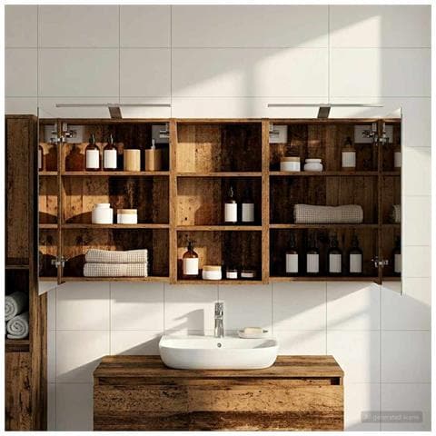 Set di Armadi da Bagno con lo scaffale 3 pcs 140 x 14,5 x 70 cm - Foto 2