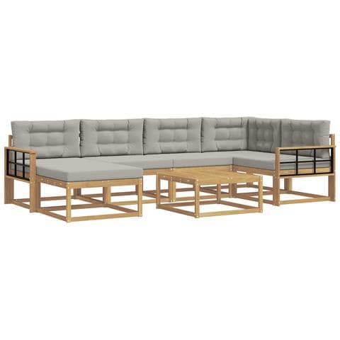 Set di divani da esterno 7 pcs Bianco e Grigio Chiaro - Foto 1