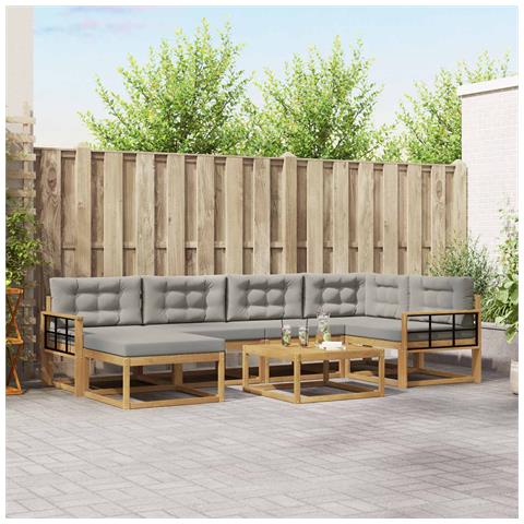 Set di divani da esterno 7 pcs Bianco e Grigio Chiaro - Foto 2