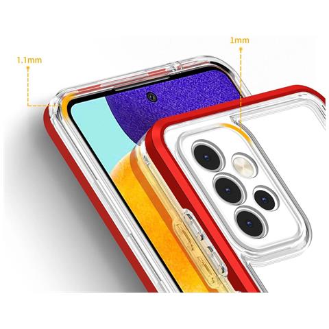 Custodia Trasparente 3in1 Per Samsung Galaxy A13 5g Frame Gel Rossa - Foto 2