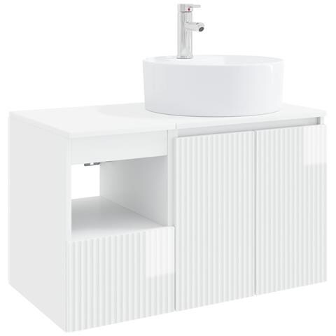 Set di mobili per il bagno 2 pz Bianco Lucido - Foto 1