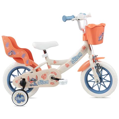 Stitch Girl 12'', Bicicletta Per Bambini, Adatta A Bambini Tra I 3 E I 5 Anni, Per Altezza Tra 85 E 105 Cm, Cestino E Portabambola - Foto 1