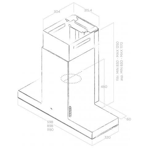 Cappa Haiku IX / A / 60 a Parete da 60 cm Aspirante Colore Acciaio Inox - Foto 3