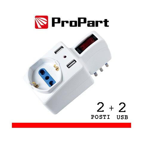Adattatore 2pos Bipasso / schuko +usb Spina10a Salvasp. + Int. - Foto 1