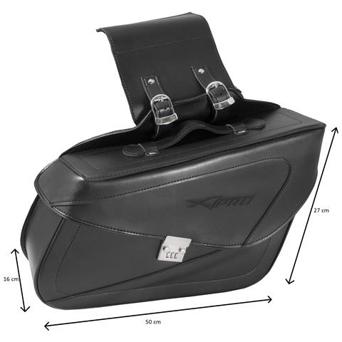 Borsa Moto Customo Chopper Borchie Cromate Nero Laterale Destra Singola - Foto 2