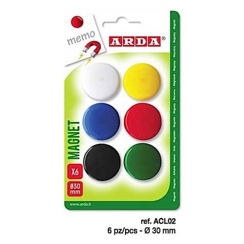 Conf. 6 Bottoni Magnetici Con Copertura In Plastica D. 30 Mm Colori Assortiti - Foto 1