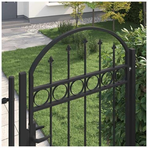 Cancello Per Recinzione Ad Arco In Acciaio 100x250 Cm Nero - Foto 2