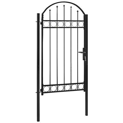 Cancello Per Recinzione Ad Arco In Acciaio 100x250 Cm Nero - Foto 1