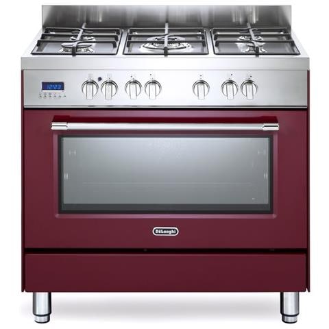 Cucina Elettrica PRO 96 MR 5 Fuochi a Gas Forno Elettrico Multifunzione Ventilato Classe A Dimensioni 90 x 60 cm Colore Inox / Rosso Bordeaux Serie Professional - Foto 1