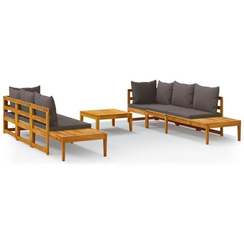 Set Divani Giardino 5 Pz Con Cuscini Grigio Scuro Legno Acacia - Foto 1