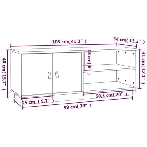 Mobile Porta Tv Grigio 105x34x40 Cm In Legno Massello Di Pino - Foto 11