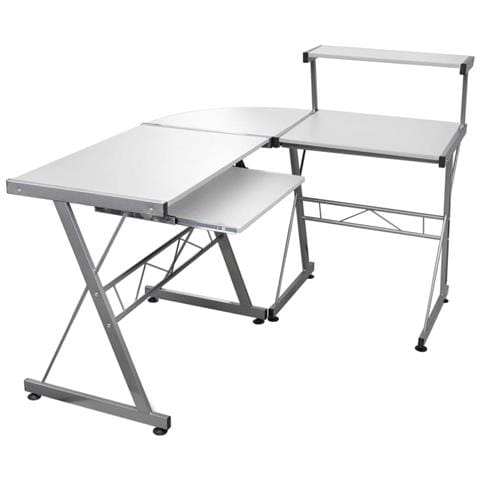 Scrivania Computer Angolare Bianca 132x112x99 Legno Multistrato - Foto 1