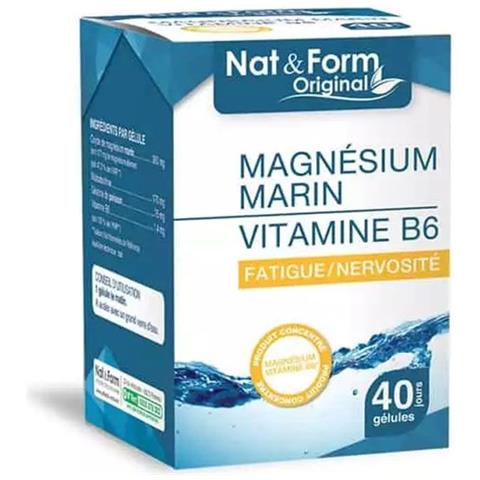 Magnesio Marino + Vitamina B6 40 Capsule Vegetali Stanchezza, Nervosismo Nat&form - Foto 1
