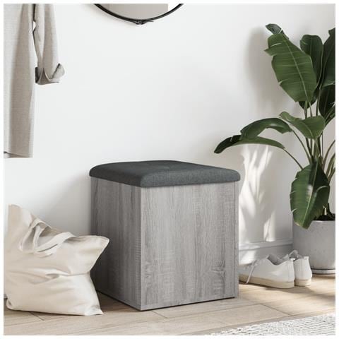 Panca Portaoggetti Grigio Sonoma 42x42x45 Cm Legno Multistrato - Foto 3
