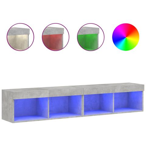 Mobili Tv Con Luci Led 2pz Grigio Cemento 80x30x30 Cm - Foto 2