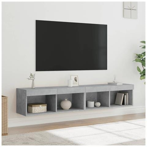 Mobili Tv Con Luci Led 2pz Grigio Cemento 80x30x30 Cm - Foto 1