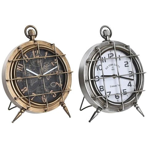 Orologio Da Tavolo Dkd Home Decor Mappamondo 22 X 17 X 29 Cm Cristallo Argentato Nero Dorato Bianco Ferro (2 Unità) - Foto 1