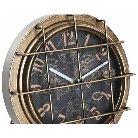 Orologio Da Tavolo Dkd Home Decor Mappamondo 22 X 17 X 29 Cm Cristallo Argentato Nero Dorato Bianco Ferro (2 Unità) - Foto 3