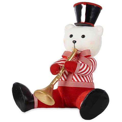 Statua Decorativa Orso Tromba Bianco Nero Rosso Polistirene 45 X 45 X 36 Cm - Foto 1