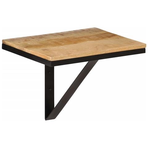 Mensola Da Parete 40x30x32 Cm In Legno Massello Mango E Ferro - Foto 1