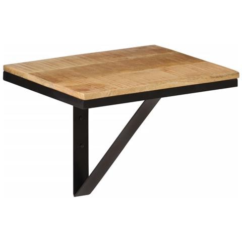 Mensola Da Parete 40x30x32 Cm In Legno Massello Mango E Ferro - Foto 8