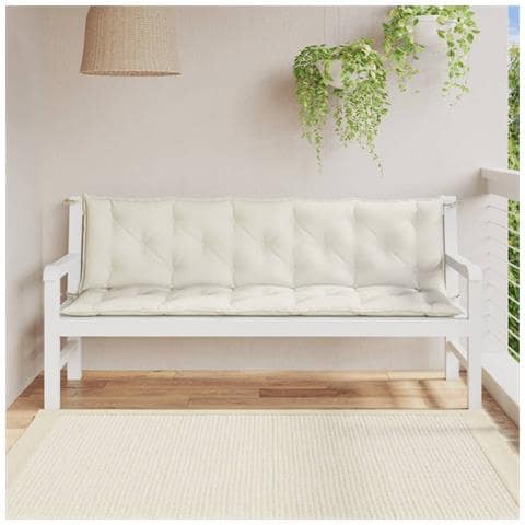 Cuscini Panca Giardino 2pz Crema Mélange 180x50x7 Cm Tessuto - Foto 3