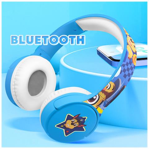 Cuffie Bluetooth Per Bambini Modello Chase Paw Patrol Autonomia 20 Ore, Blu - Foto 2