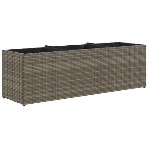 Fioriera Da Giardino Con 3 Vasi Grigia 105x30x32 Cm Polyrattan - Foto 2