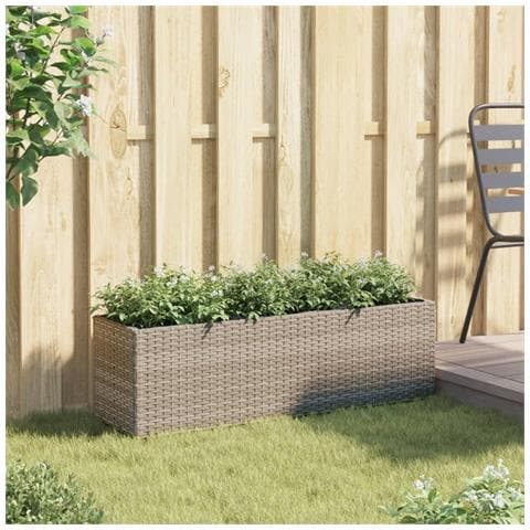 Fioriera Da Giardino Con 3 Vasi Grigia 105x30x32 Cm Polyrattan - Foto 3